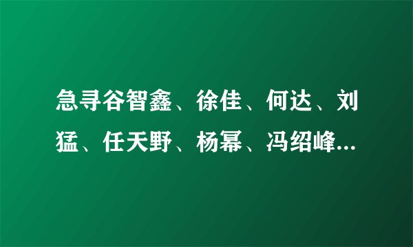 急寻谷智鑫、徐佳、何达、刘猛、任天野、杨幂、冯绍峰、任柯诺、郎峰、许嵩、魏晨、吴尊的个人资料（越...