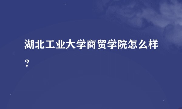 湖北工业大学商贸学院怎么样？