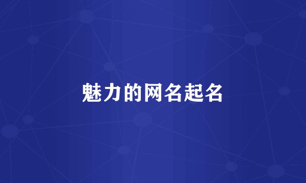 魅力的网名起名
