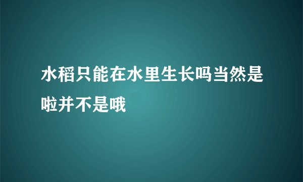 水稻只能在水里生长吗当然是啦并不是哦