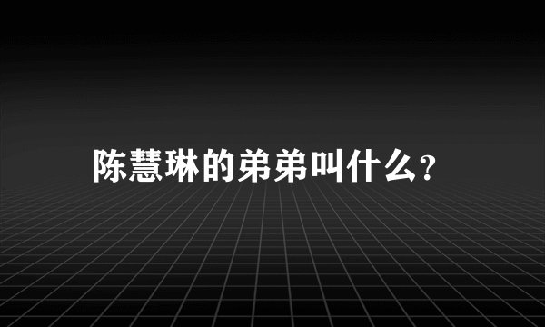 陈慧琳的弟弟叫什么？