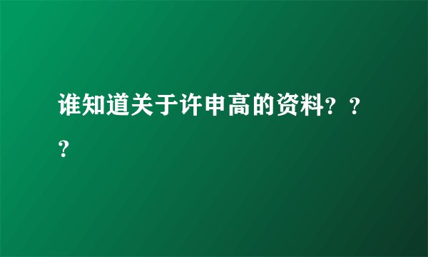 谁知道关于许申高的资料？？？