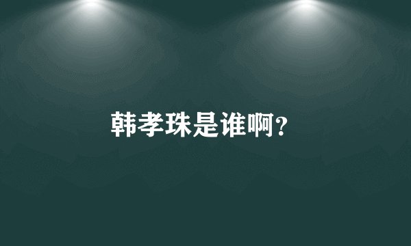 韩孝珠是谁啊？