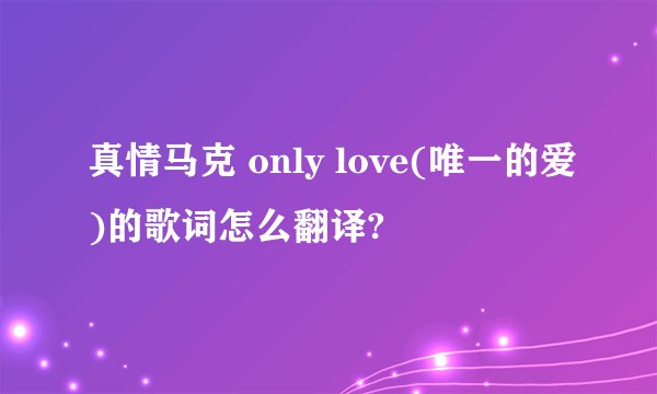 真情马克 only love(唯一的爱)的歌词怎么翻译?