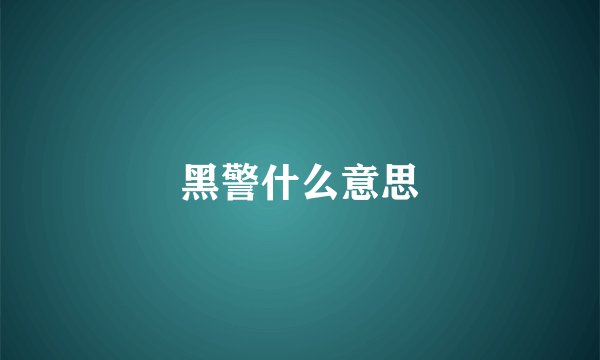 黑警什么意思