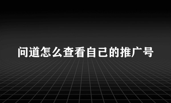 问道怎么查看自己的推广号