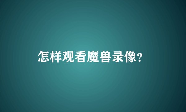 怎样观看魔兽录像？