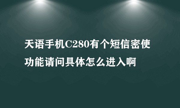 天语手机C280有个短信密使功能请问具体怎么进入啊