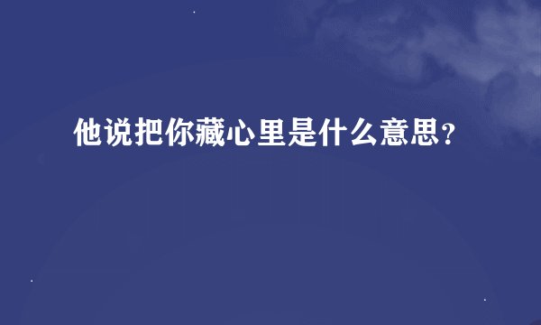 他说把你藏心里是什么意思？