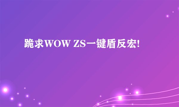 跪求WOW ZS一键盾反宏!