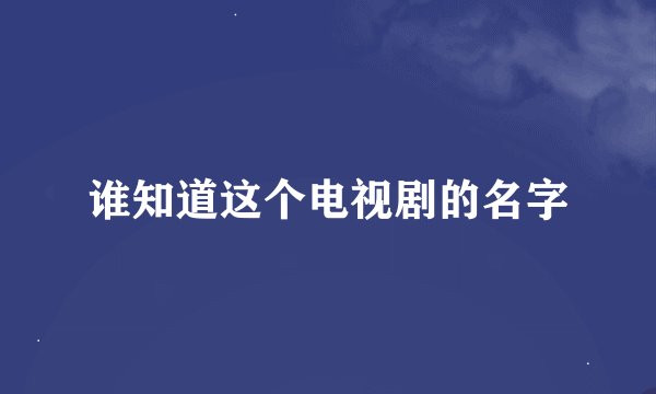 谁知道这个电视剧的名字