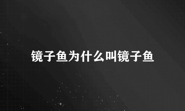镜子鱼为什么叫镜子鱼