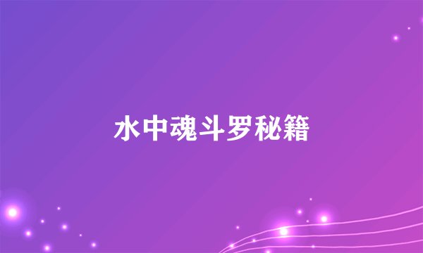水中魂斗罗秘籍