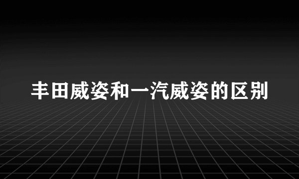 丰田威姿和一汽威姿的区别