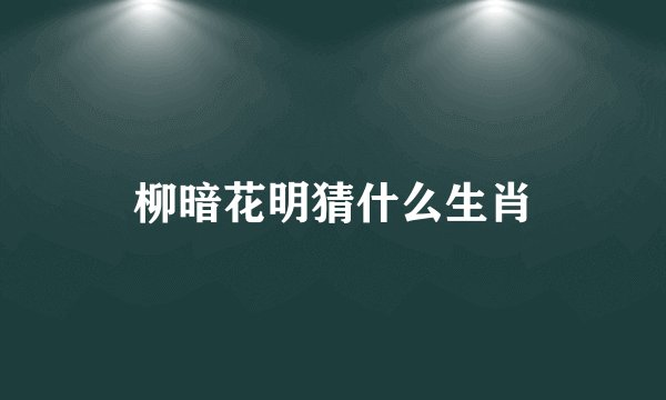 柳暗花明猜什么生肖