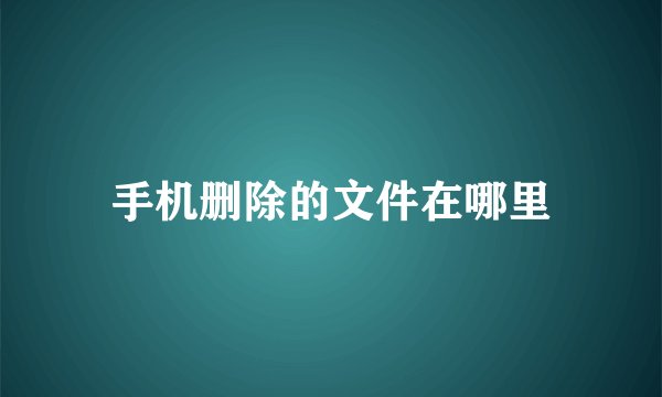 手机删除的文件在哪里