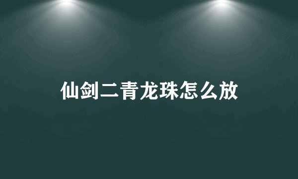 仙剑二青龙珠怎么放