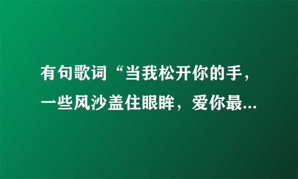 有句歌词“当我松开你的手，一些风沙盖住眼眸，爱你最后一幕却模糊待过…”谁知道这歌的歌名是啥？