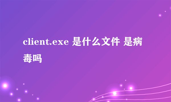 client.exe 是什么文件 是病毒吗