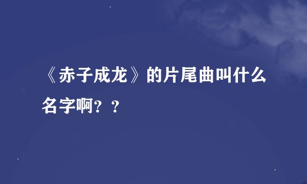 《赤子成龙》的片尾曲叫什么名字啊？？