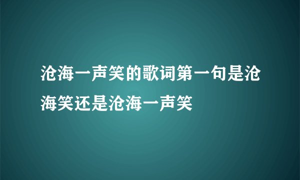 沧海一声笑的歌词第一句是沧海笑还是沧海一声笑