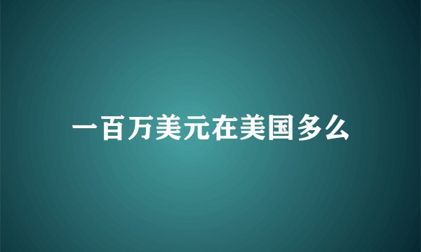 一百万美元在美国多么