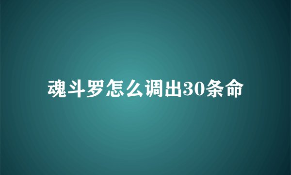 魂斗罗怎么调出30条命