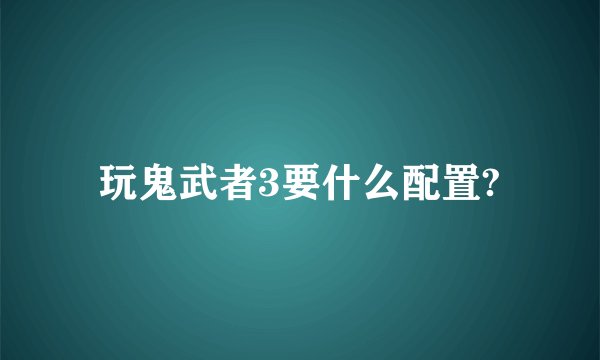 玩鬼武者3要什么配置?