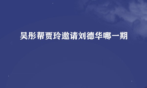 吴彤帮贾玲邀请刘德华哪一期