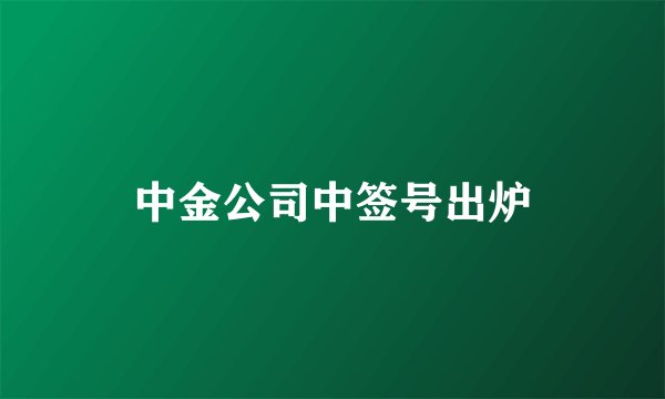 中金公司中签号出炉