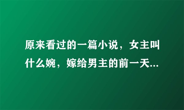 原来看过的一篇小说，女主叫什么婉，嫁给男主的前一天被强了（被男主装成黑衣人给强了，目的不让她做正妻
