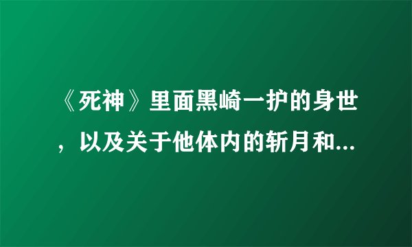 《死神》里面黑崎一护的身世，以及关于他体内的斩月和虚的详细解说，求大侠帮助
