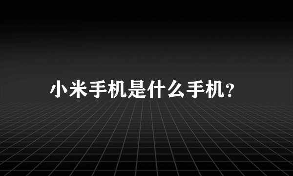 小米手机是什么手机？