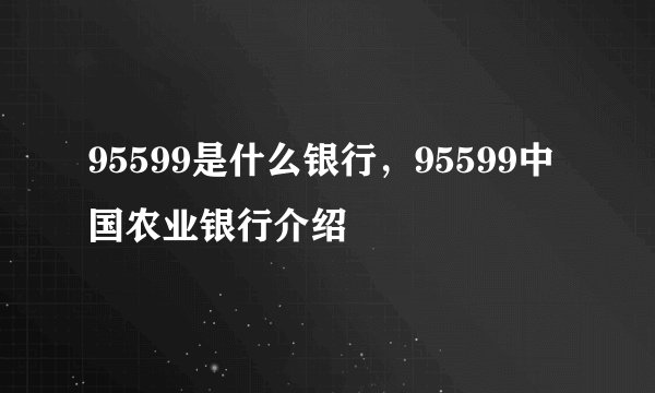 95599是什么银行，95599中国农业银行介绍