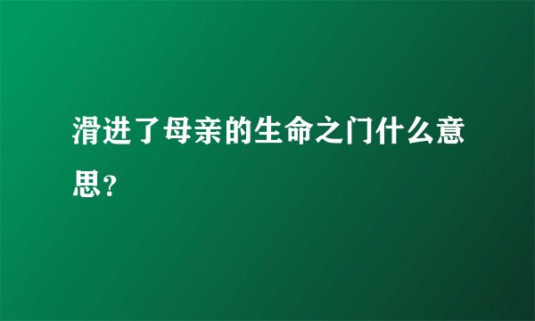 滑进了母亲的生命之门什么意思？