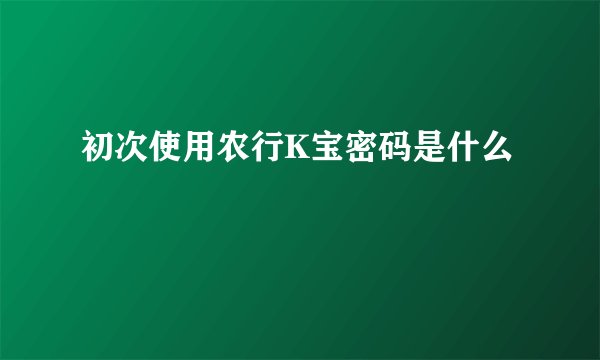 初次使用农行K宝密码是什么