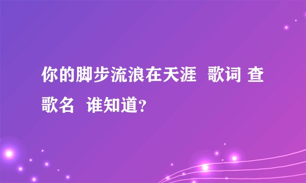 你的脚步流浪在天涯  歌词 查歌名  谁知道？