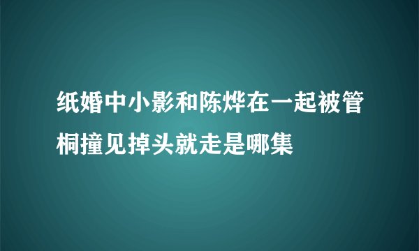 纸婚中小影和陈烨在一起被管桐撞见掉头就走是哪集