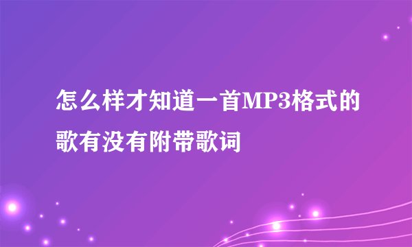 怎么样才知道一首MP3格式的歌有没有附带歌词