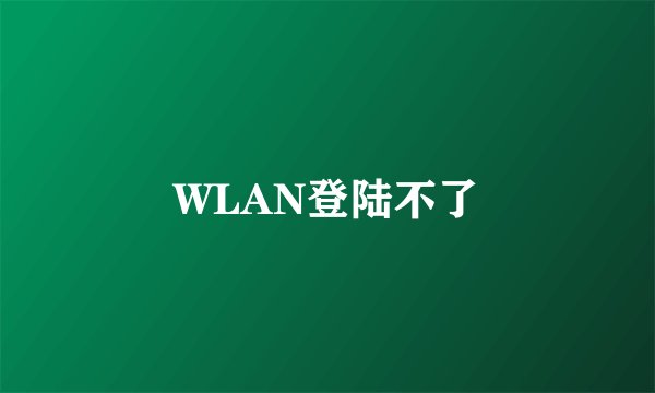 WLAN登陆不了