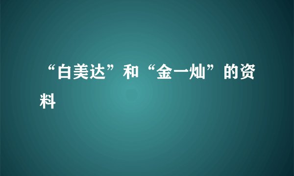 “白美达”和“金一灿”的资料