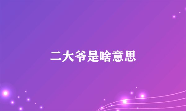 二大爷是啥意思