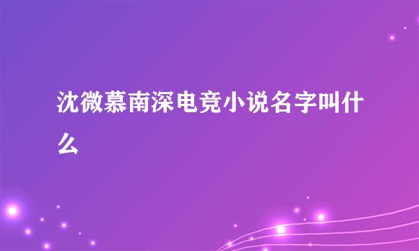 沈微慕南深电竞小说名字叫什么