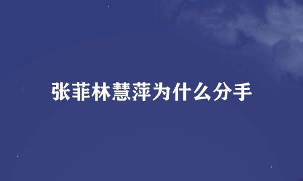 张菲林慧萍为什么分手