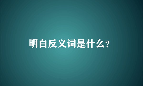 明白反义词是什么？