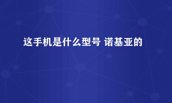这手机是什么型号 诺基亚的