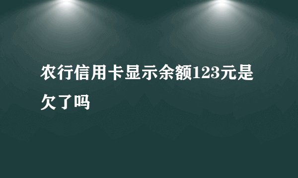 农行信用卡显示余额123元是欠了吗