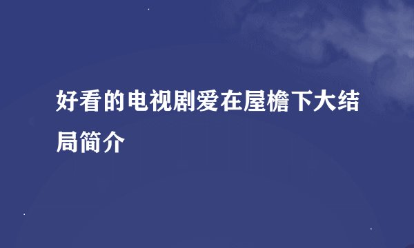 好看的电视剧爱在屋檐下大结局简介